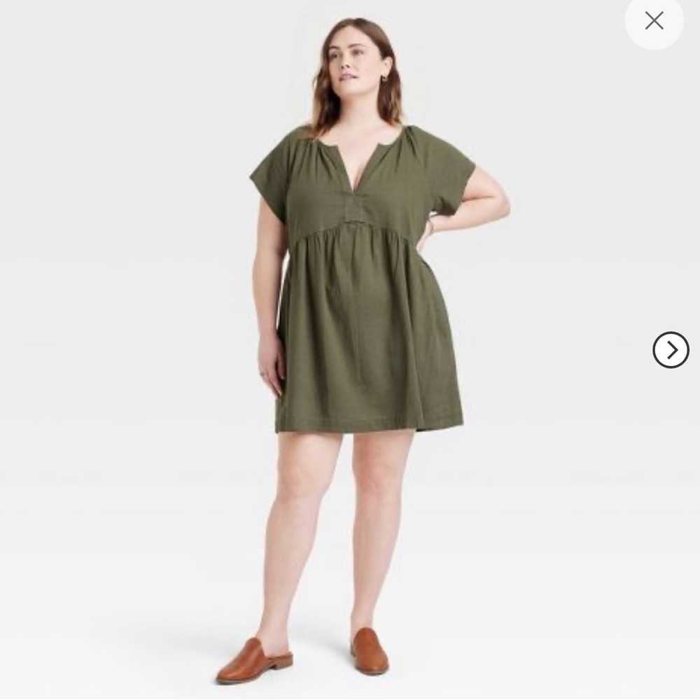 Women's Short Sleeve Linen Mini Shift Dress - Universal Thread™